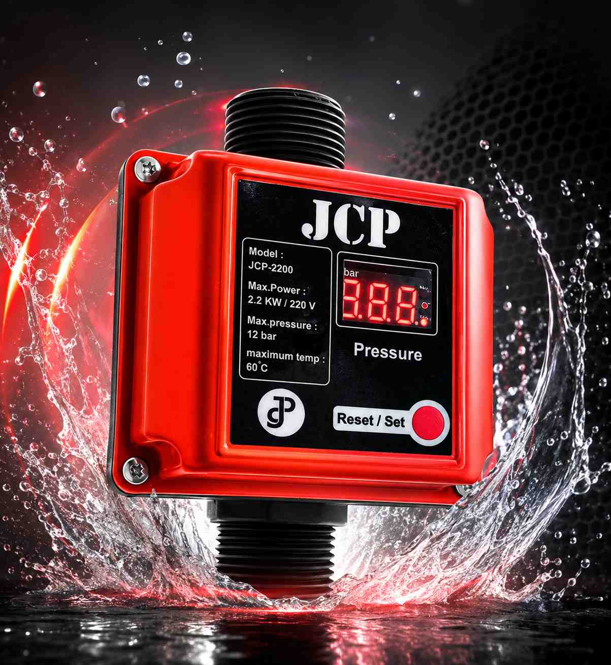 ست کنترل دیجیتال JCP 2200 هیدروماتیک | رله 35 آمپر | شیر یکطرفه برنجی | مناسب پمپ تا 3 اسب و 10 طبقه